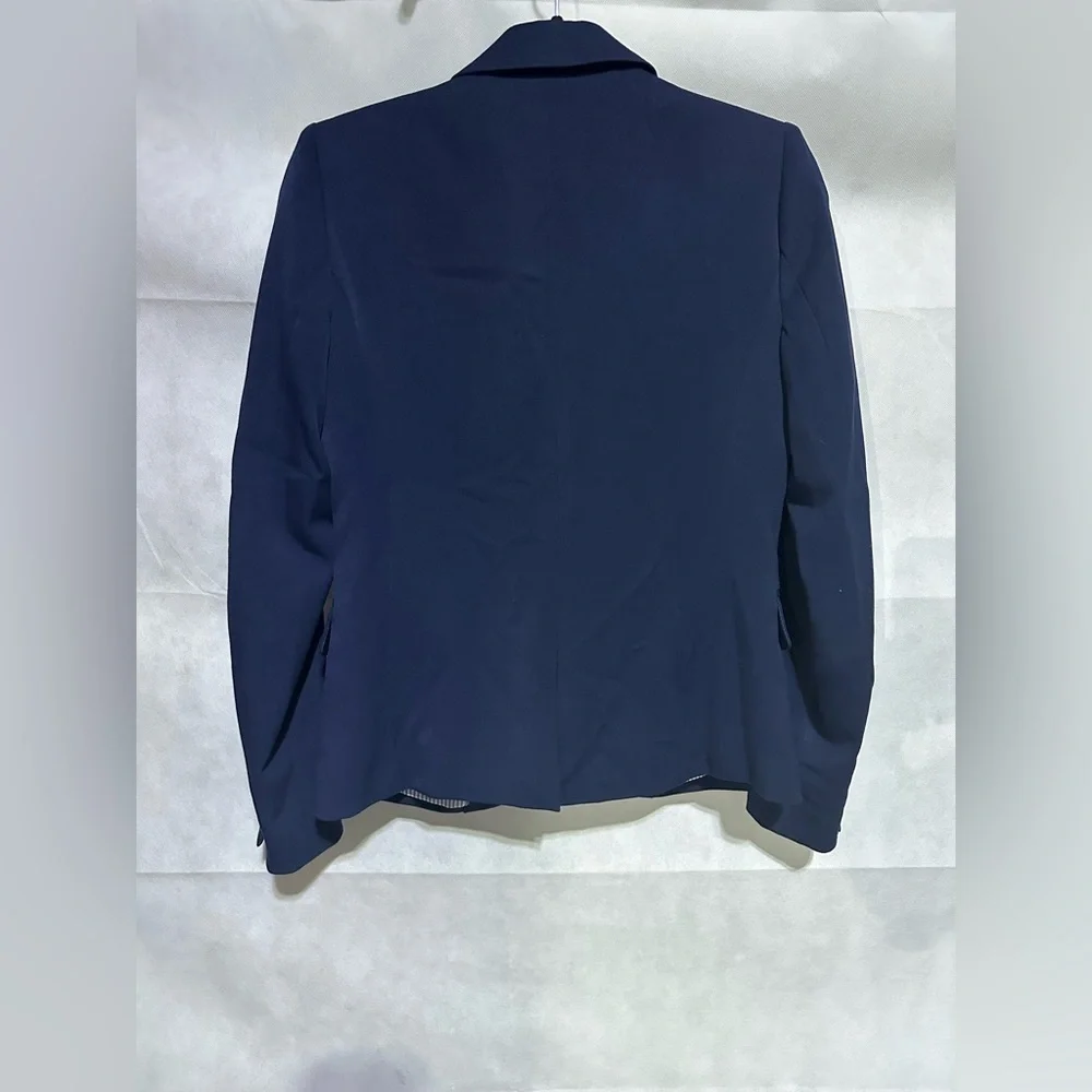 J Crew Women’s 2 Blazer Navy Blue Gold Button School Boy Jacket Classic Preppy
